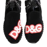 Dolce & Gabbana Black Grey Slip On Sorrento Sneakers Shoes