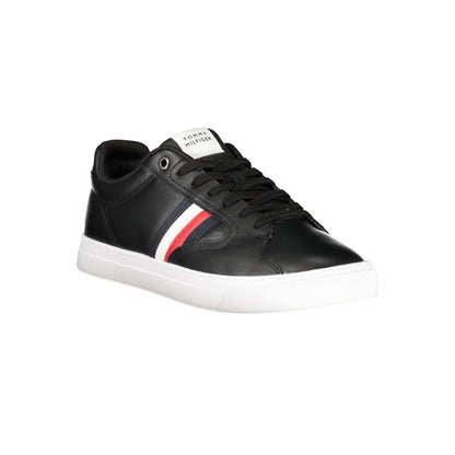 Tommy Hilfiger Black Leather Men Sneakers