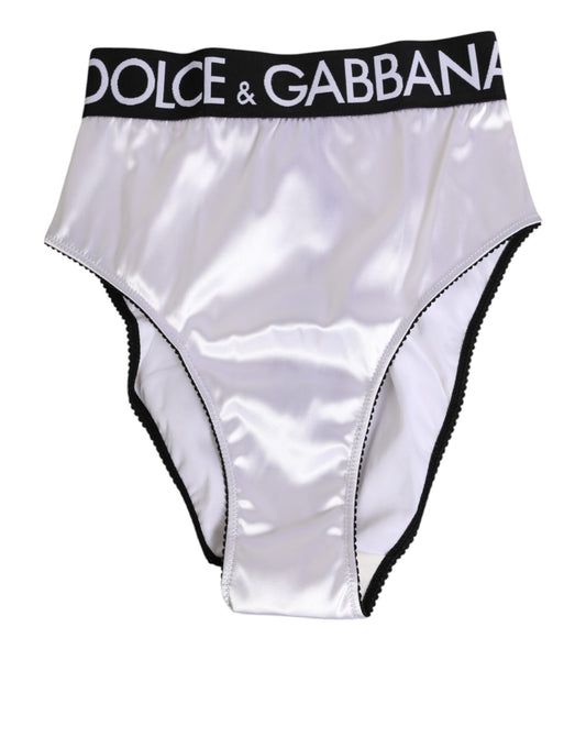 Dolce & Gabbana hvide højtaljede satintrusser
