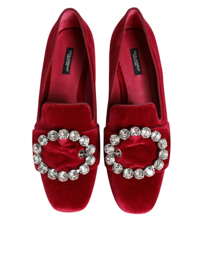 Røde Dolce & Gabbana jacquardloafers i fløjl