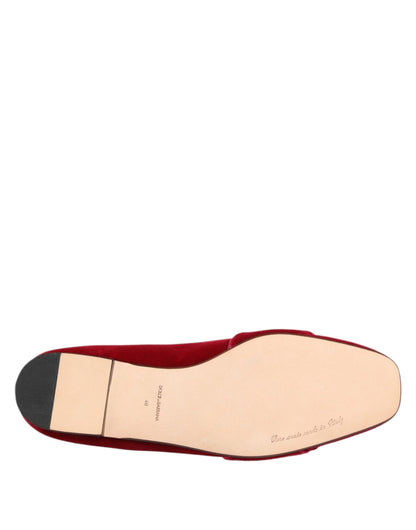 Røde Dolce & Gabbana jacquardloafers i fløjl