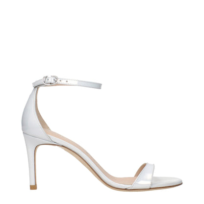 Stuart Weitzman White Leather Stiletto Heels Sandals