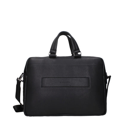 Piquadro Black Leather Business And Laptop Bags