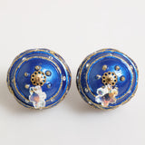 Dolce & Gabbana Gold Brass Blue Christmas Ball Crystal Drop Clip On Earrings