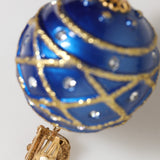 Dolce & Gabbana Gold Brass Blue Christmas Ball Crystal Drop Clip On Earrings