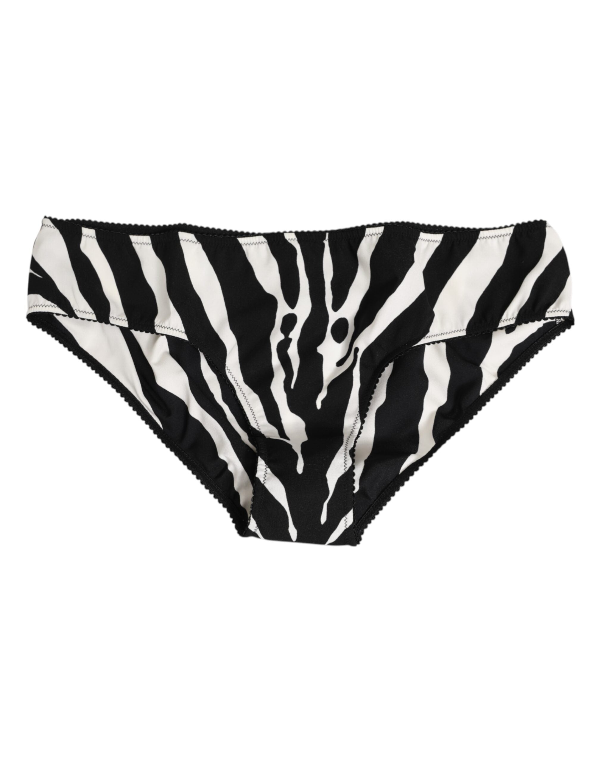 Dolce & Gabbana Black White Zebra Print Slip Briefs Underwear