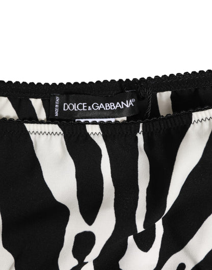 Dolce & Gabbana Black White Zebra Print Slip Briefs Underwear