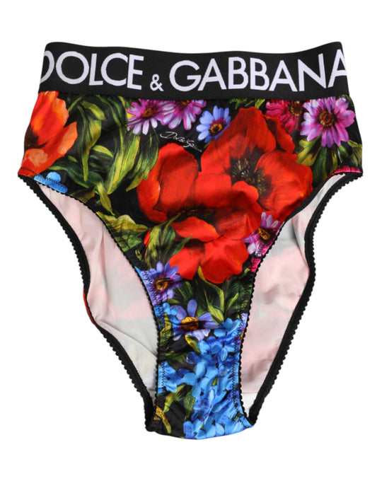 Dolce & Gabbana multifarvede højtaljede trusser med blomsterprint i viskose