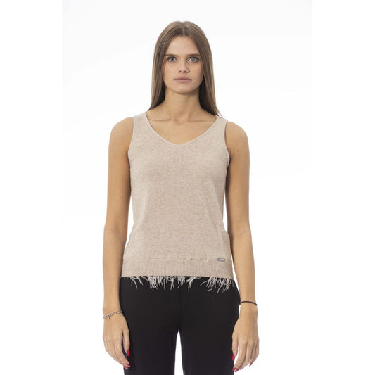 Beige Baldinini Trend top i uldblanding