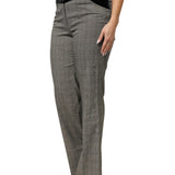 BENCIVENGA Gray Wool Blend Plaid Straight Leg Velvet Waist Pants