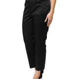 BENCIVENGA Black Cotton Blend Cropped Straight Leg Pants