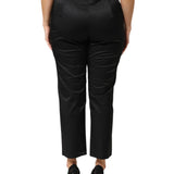 BENCIVENGA Black Cotton Blend Cropped Straight Leg Pants