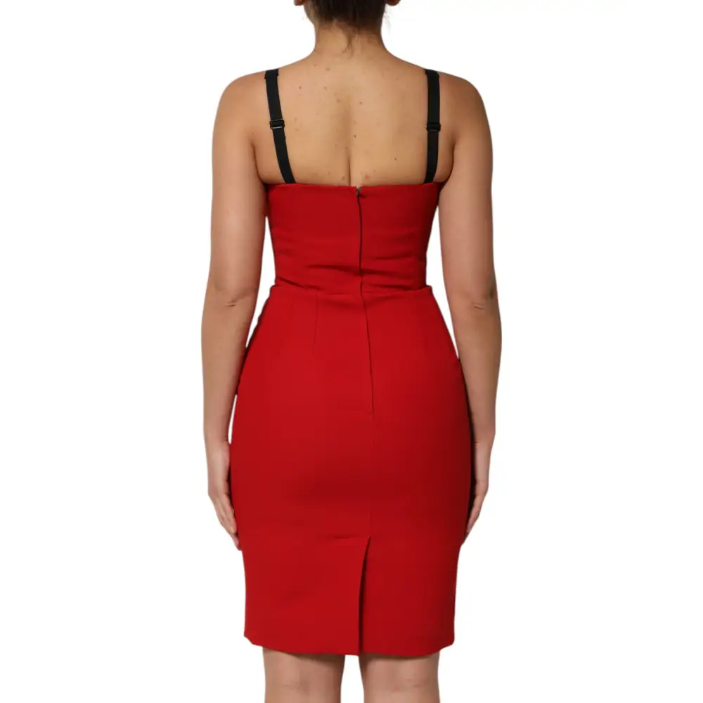 Dolce & Gabbana dristig rød stretch bodycon kjole, bagside med lynlås