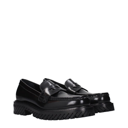 Off-White Black Leather Slip-On Loafers