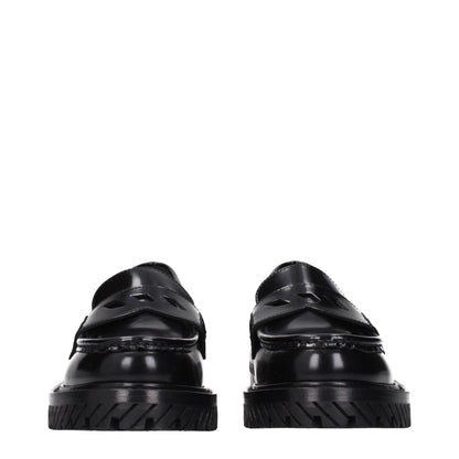 Off-White Black Leather Slip-On Loafers