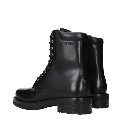 Off-White Black Leather Ankle Boots