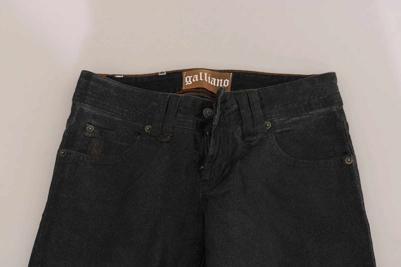 John Galliano Black Washed Low Waist Regular Leg Denim Pants