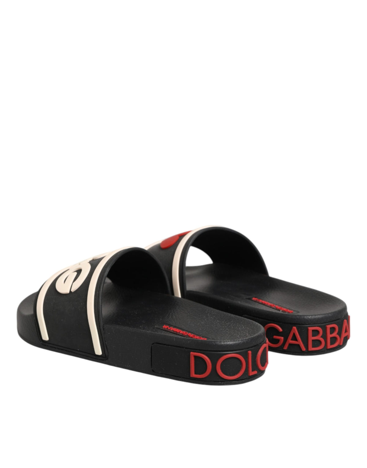 Dolce & Gabbana Black Rubber Slides Sandals Beachwear Shoes