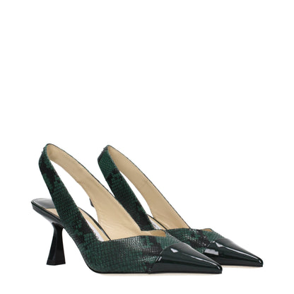 Jimmy Choo Green Leather High Heel Pumps
