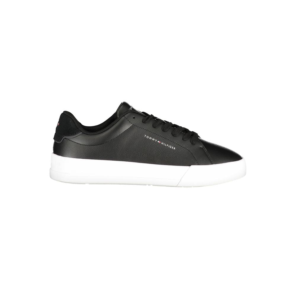 Tommy Hilfiger Black Leather Men Sneakers