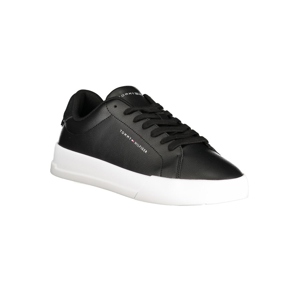 Tommy Hilfiger Black Leather Men Sneakers