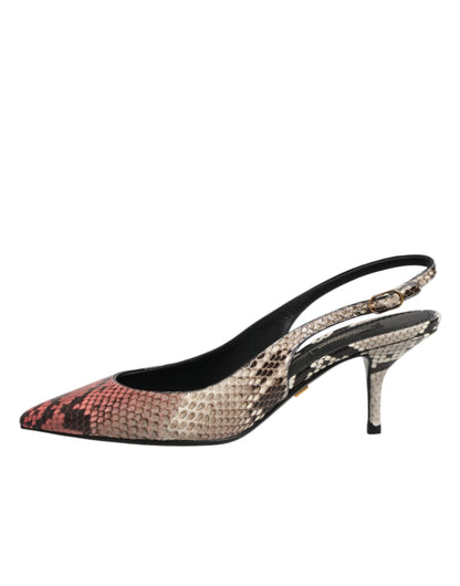 Dolce & Gabbana Multicolor Leather Heels Slingback Shoes
