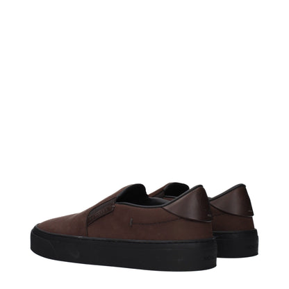 Moncler Brown Leather Slip-On Loafers
