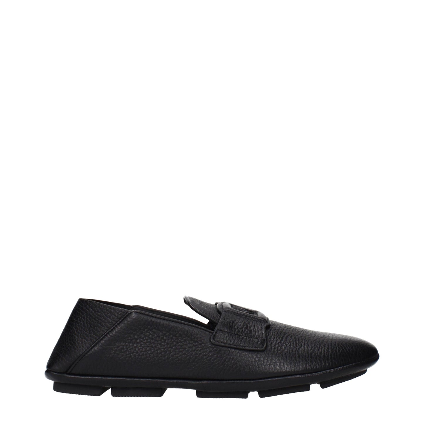 Dolce & Gabbana Black Leather Slip-On Loafers