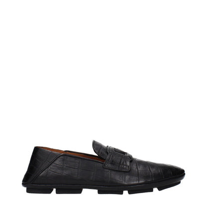 Dolce & Gabbana Black Leather Slip-On Loafers