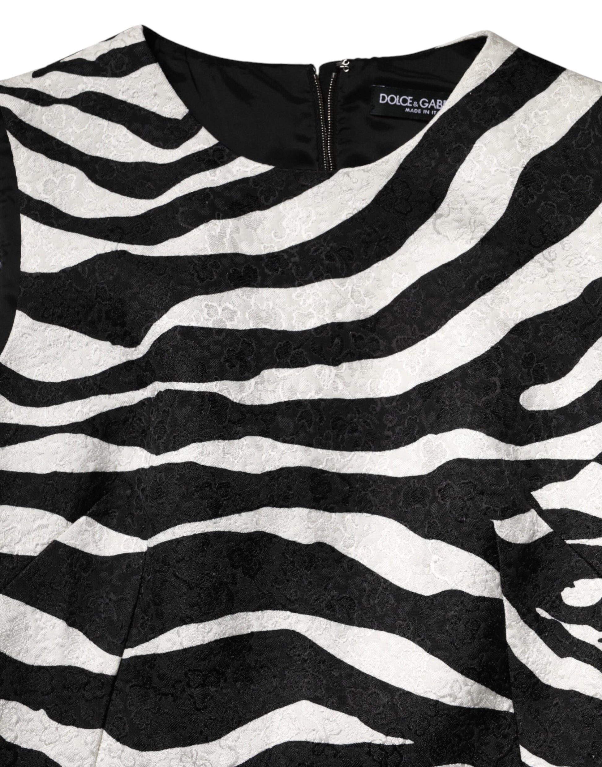 Dolce & Gabbana Black White Zebra Sleeveless A-line Dress