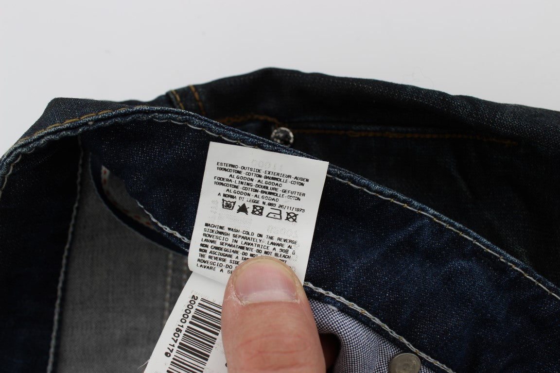 Acht Blå Bomuld Slim Straight Bukser & Jeans-Modeoutlet