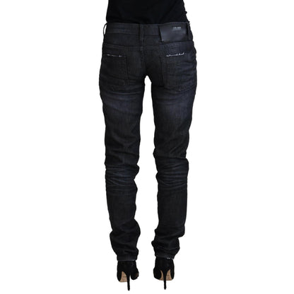 Acht Black Cotton Low Waist Slim Fit Women Casual Denim Jeans