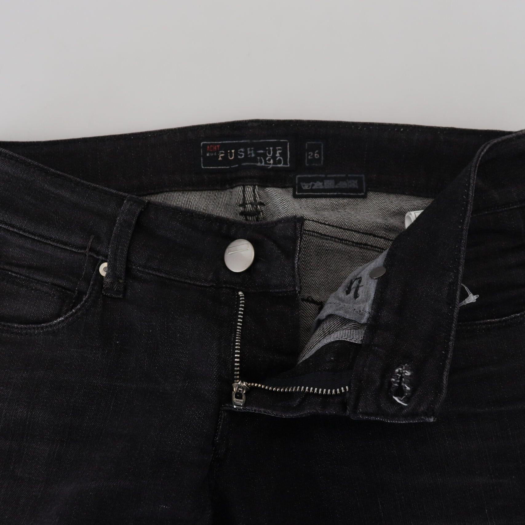 Acht Black Cotton Low Waist Slim Fit Women Casual Denim Jeans