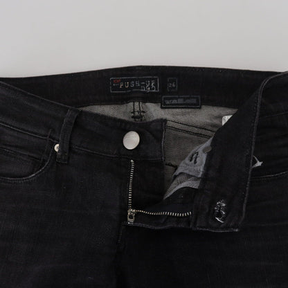 Acht Black Cotton Low Waist Slim Fit Women Casual Denim Jeans