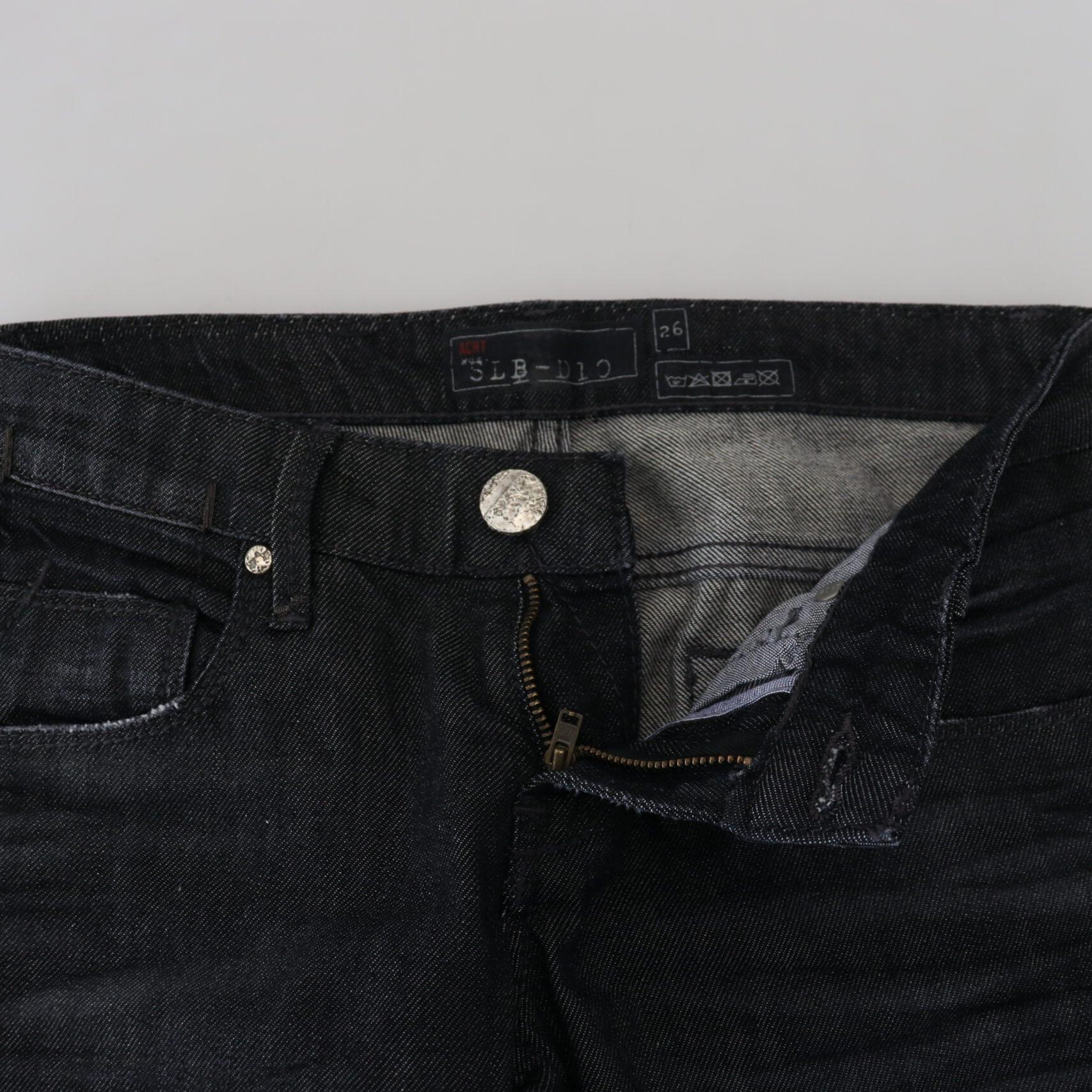 Acht Black Cotton Low Waist Slim Fit Women Casual Denim Jeans