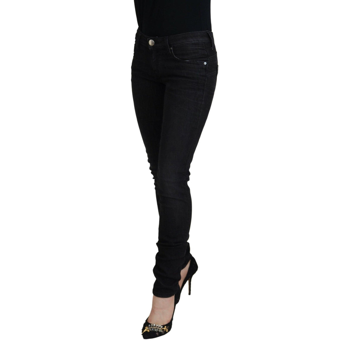 Acht Black Cotton Slim Fit Women Casual Denim Jeans