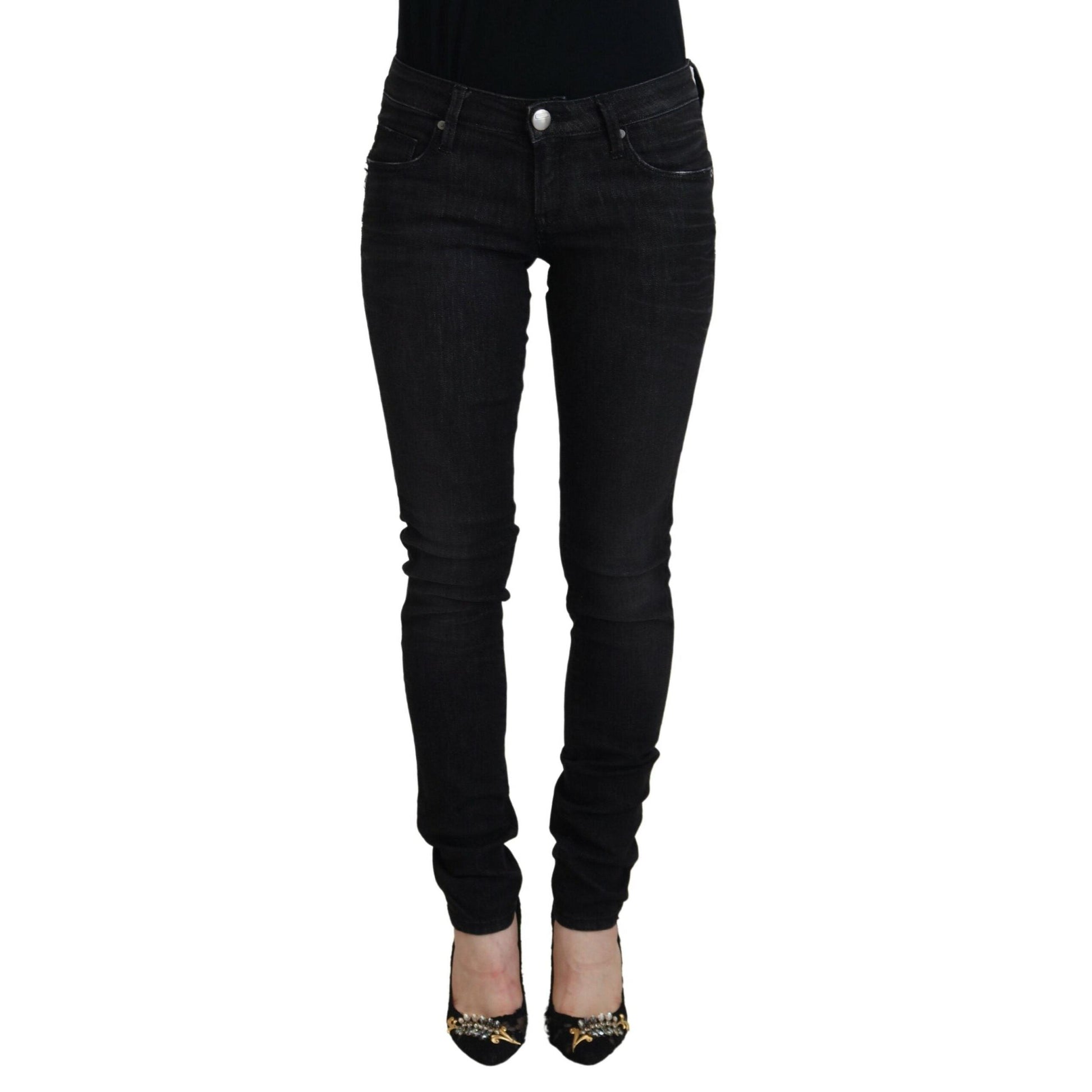 Acht Black Cotton Slim Fit Women Casual Denim Jeans