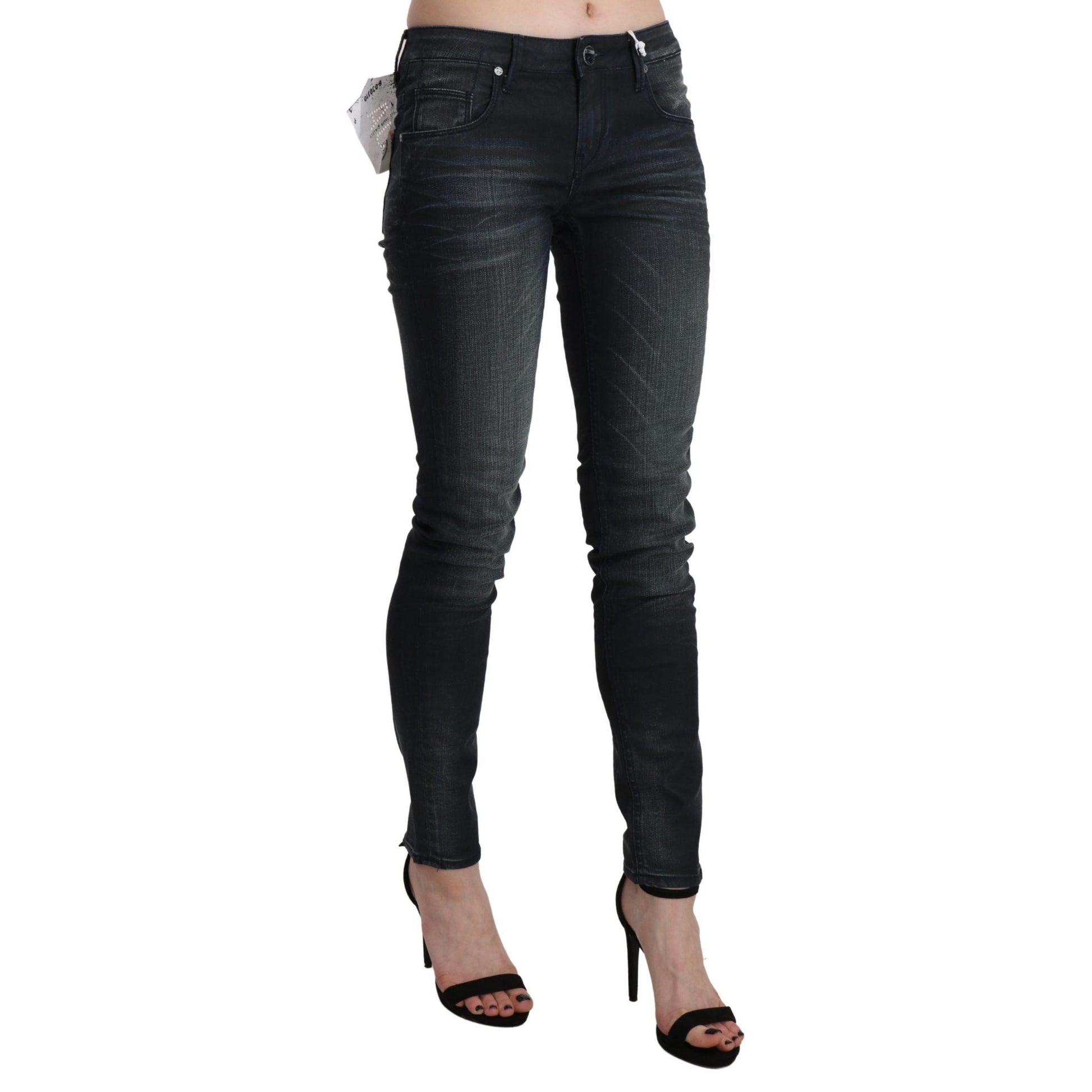 Acht Black Washed Low Waist Skinny Denim Trouser