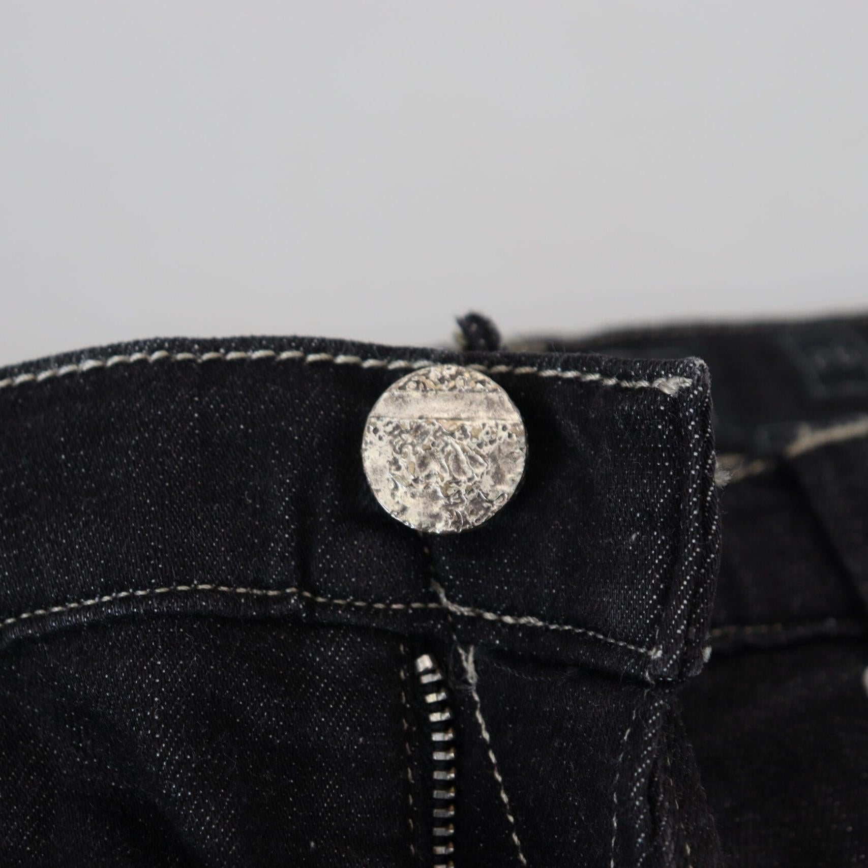 Acht Black Washed Mid Waist Tapered Women Casual Denim Jeans