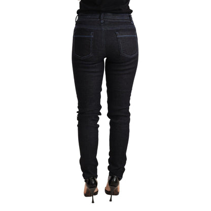 Acht Blue Cotton Low Waist Slim Fit Denim Women Trouser Jeans