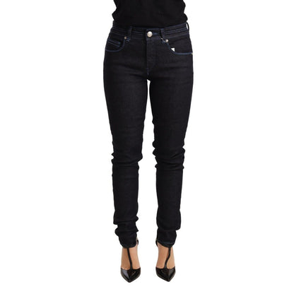 Acht Blue Cotton Low Waist Slim Fit Denim Women Trouser Jeans