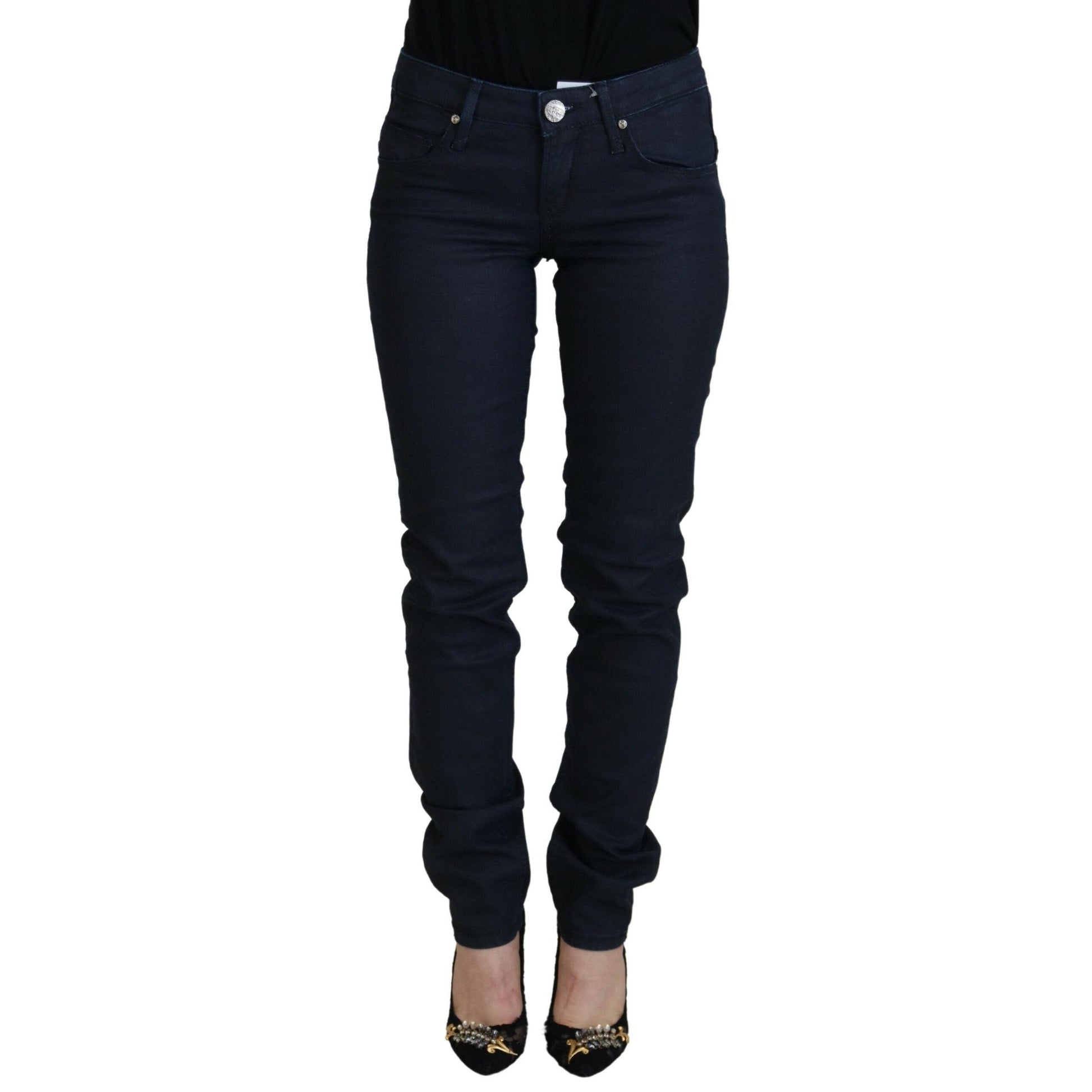 Acht Blue Cotton Low Waist Slim Fit Women Casual Denim Jeans