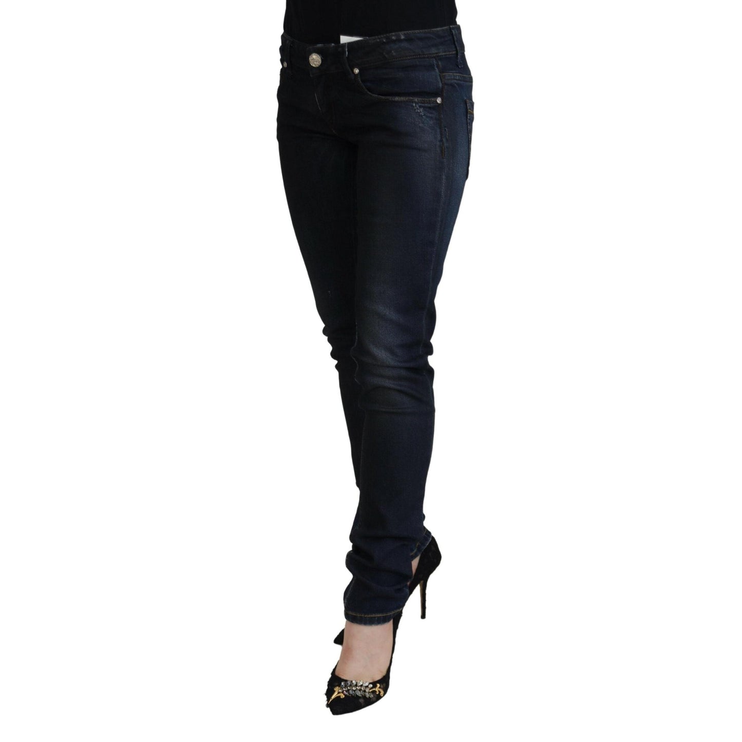 Acht Blue Cotton Low Waist Slim Fit Women Casual Jeans