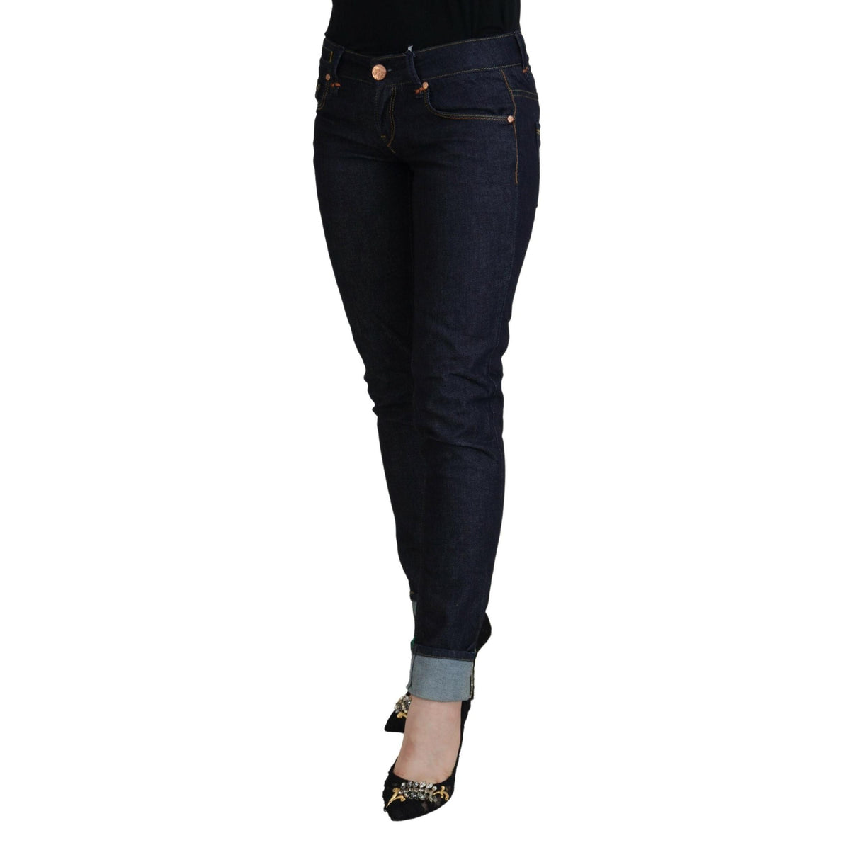 Acht Blue Cotton Low Waist Slim Fit Women Casual Jeans