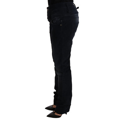 Acht Blue Washed Cotton Denim Low Waist Loose Fit Trousers Jeans