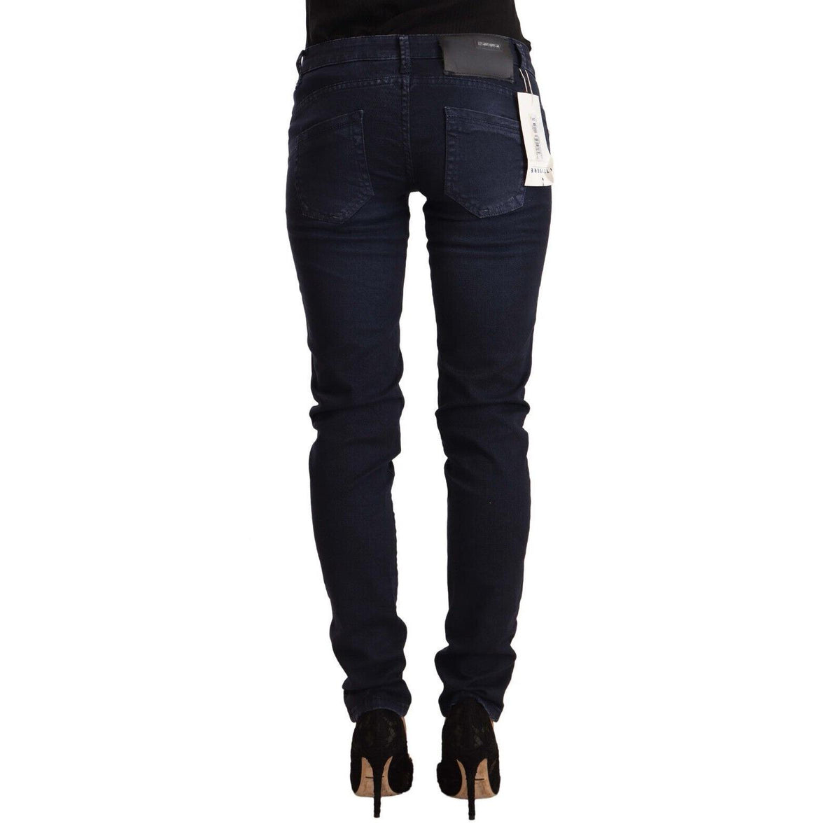 Acht Blue Washed Cotton Low Waist Slim Fit Denim Jeans