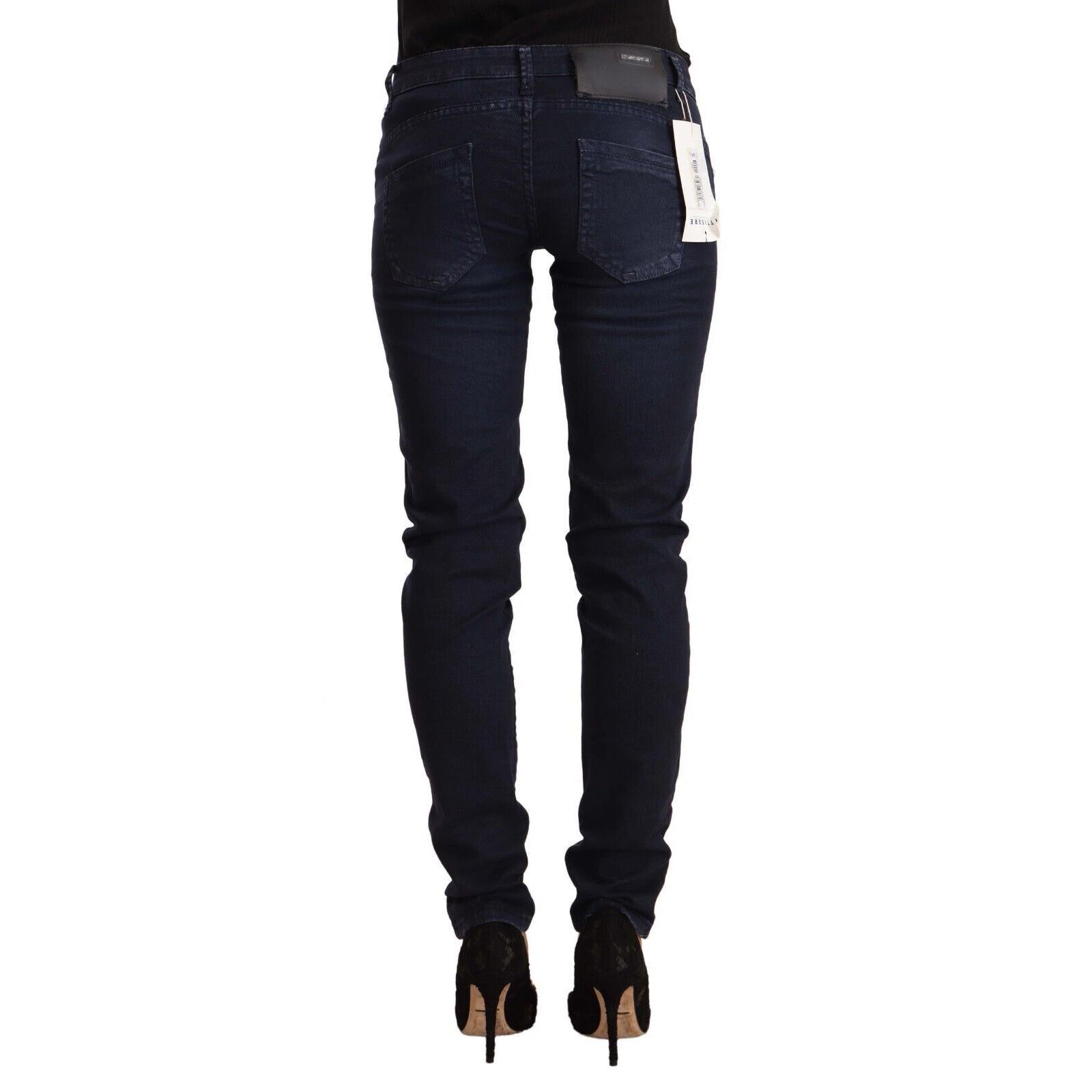 Acht Blue Washed Cotton Low Waist Slim Fit Denim Jeans