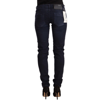 Acht Blue Washed Cotton Low Waist Slim Fit Denim Jeans