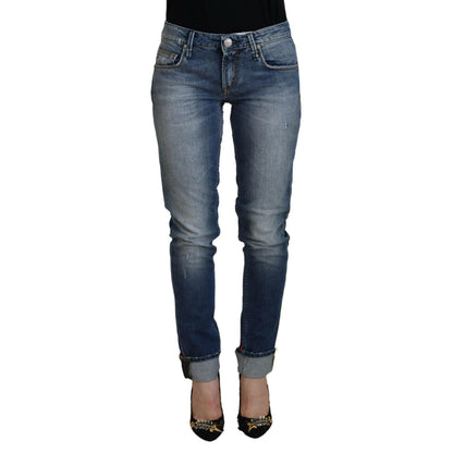 Acht Blue Washed Cotton Low Waist Women Casual Jeans