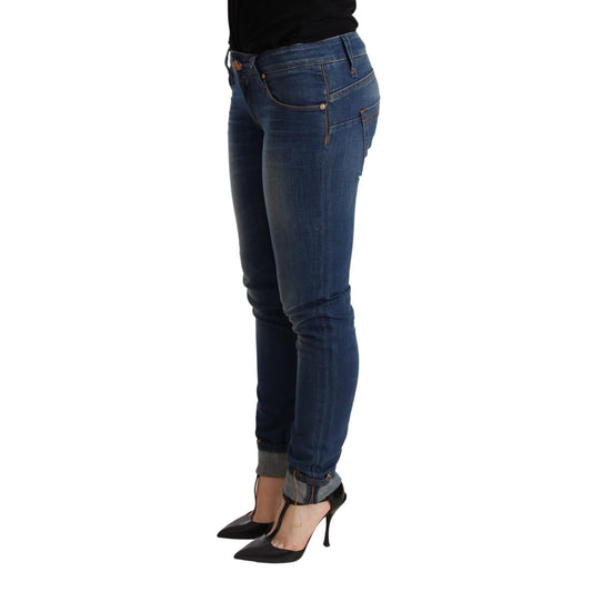 Acht Blue Washed Low Waist Skinny Denim Jeans Pant